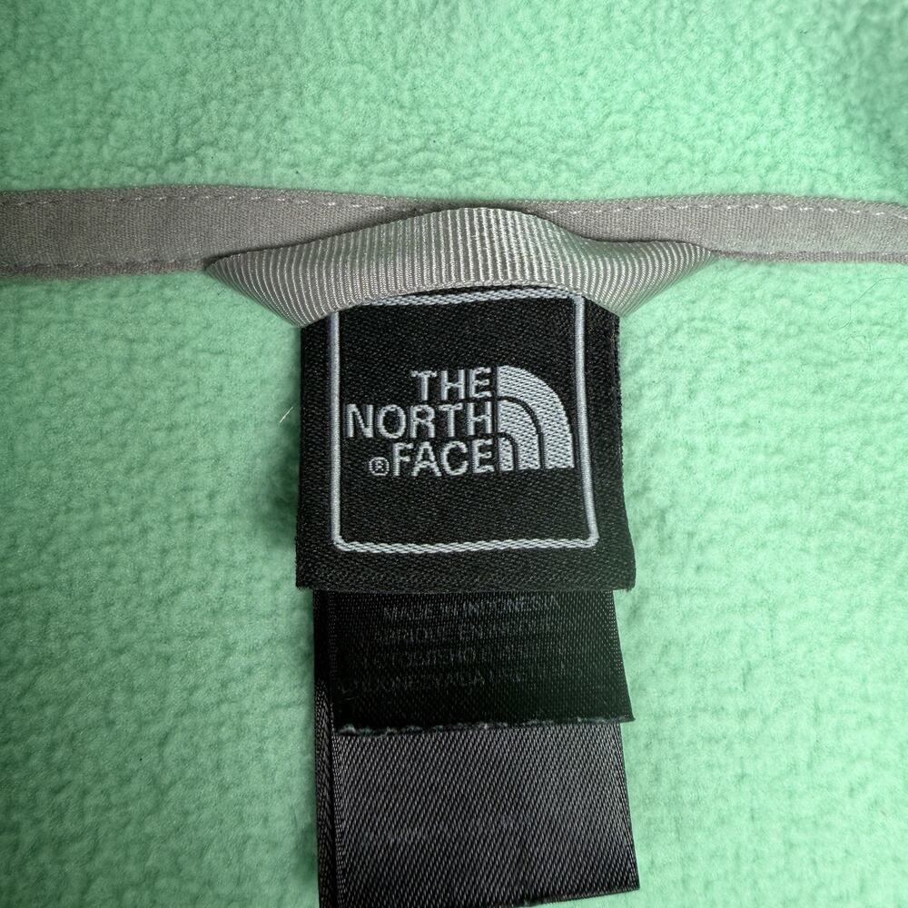 North Face Jacket Girls Large L Green Grey Fleece Full Zip Logo Zippered Pockets - Picture 5 of 7